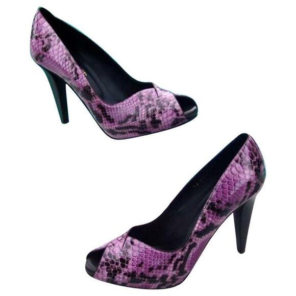 Donald Pliner Couture Python Leather Shoe Pump New Peep-Toe